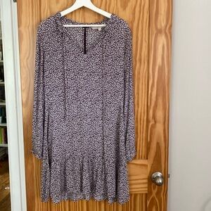 Ann Taylor LOFT, Fit and Flare Dress Size 10, Burgundy Floral